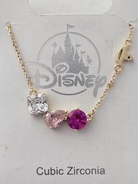 Sleeping Beauty Aurora Necklace with in clear, light pink, and bright fuchsia.